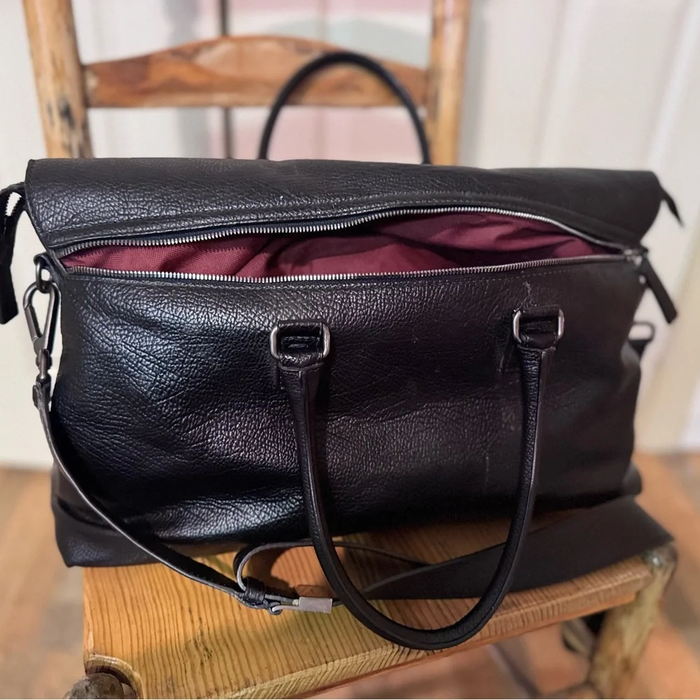 Salvatore Ferragamo Black Leather Duffel Bag